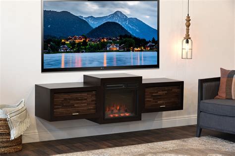 Fireplace TV Stand For 60" to 70" TV - ECO GEO Espresso - Woodwaves