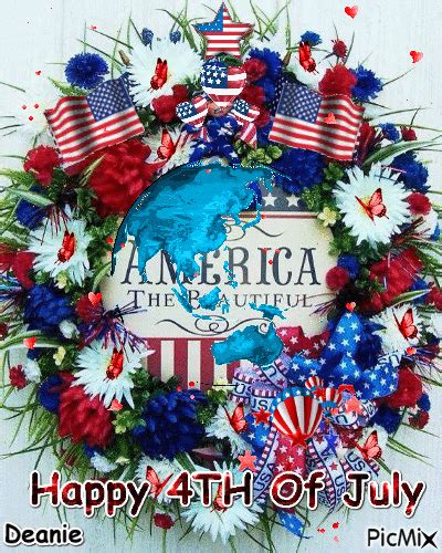 America The Beautiful Happy 4th Of July Animated Wreath Pictures