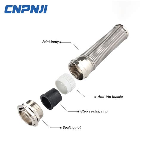 Bend Protection Strain Relief Metal Cable Gland With Spring Cable