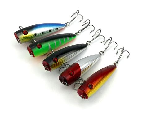 Lot Pcs Popper Fishing Lures Cm G Artificial Hard Wobbler Top Water