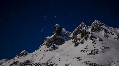 Wallpaper mountain, snow, night, winter hd, picture, image