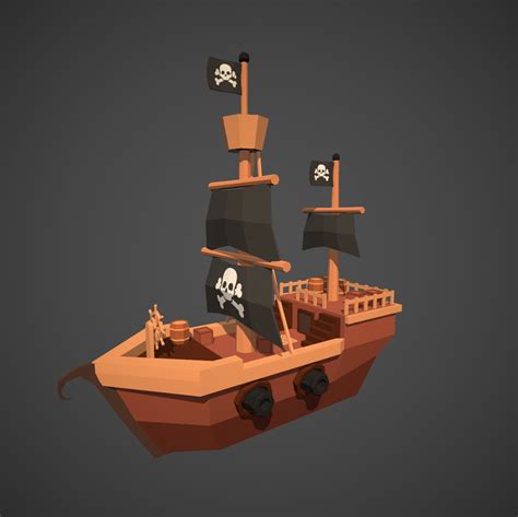 Pirate Ship Low Poly 3D Model Low Poly Low Poly Games Low Poly 3d