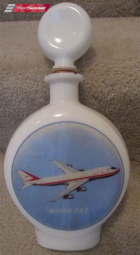 1969 Boeing 747 Airplane Milk Glass Whiskey Decanter By Jw Dant