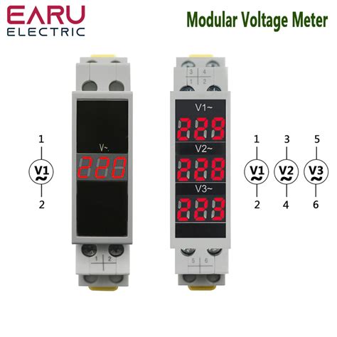 Compteur de tension modulaire à rail DIN indicateur de voltmètre