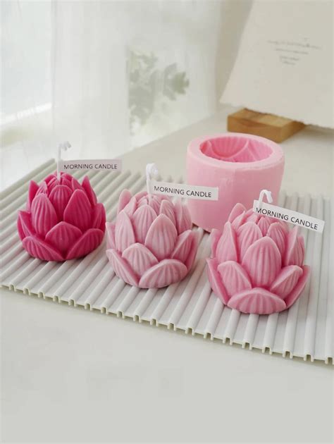 Pc Lotus Shaped Candle Silicone Mold Pink Silicone Creative Candle