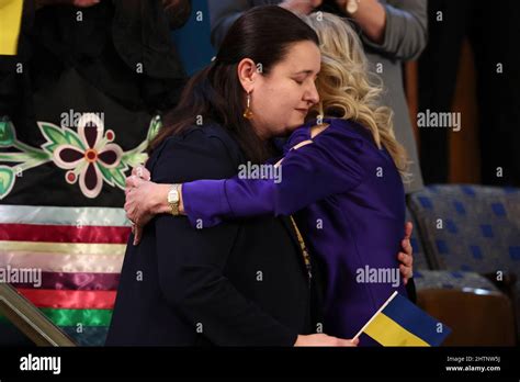 U S First Lady Jill Biden Embraces Her Guest Ukrainian Ambassador To