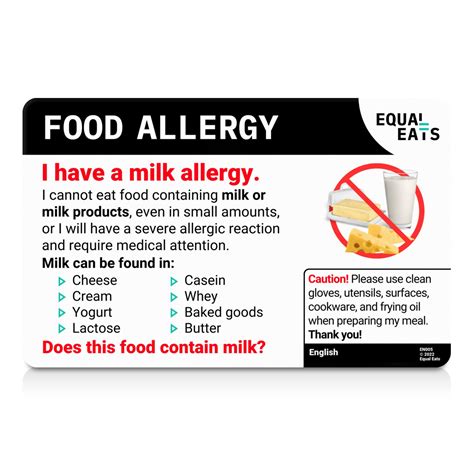 Milk Allergy Card | Your Milk Allergies Understood | Equal Eats