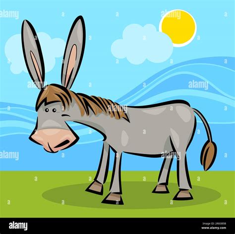 Cartoon Illustration Of Cute Gray Farm Donkey Stock Vector Image And Art