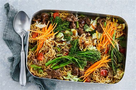 Healthy Beef Chow Mein Tray Bake Recipe Sauce Recipes