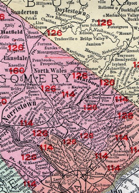 Montgomery County, Pennsylvania 1908 Map by Rand McNally, Norristown, Pottstown, PA