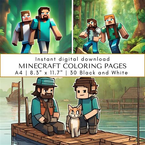 Cute Minecraft Coloring Book, Instant Download Digital Printable ...