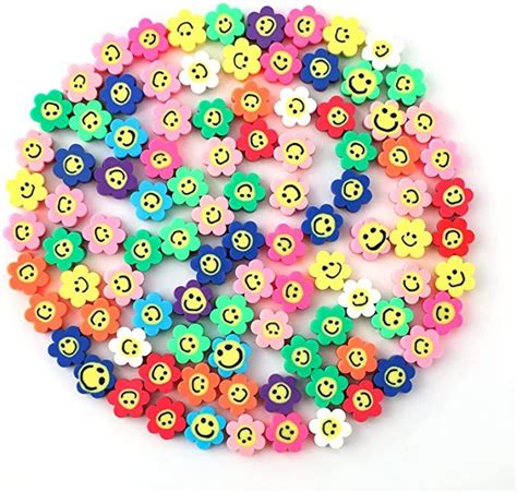 Savita Pcs Sun Flower Happy Smiley Face Beads Mm Colorful Polymer