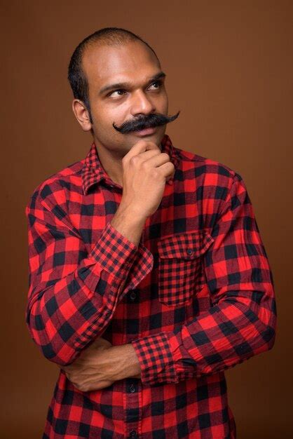 Premium Photo Portrait Of Indian Hipster Man With Mustache