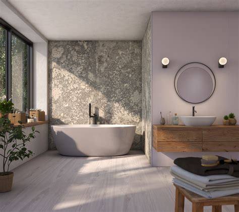 Selkie Textured Concrete Bathroom Wall Panel Available From Rearo