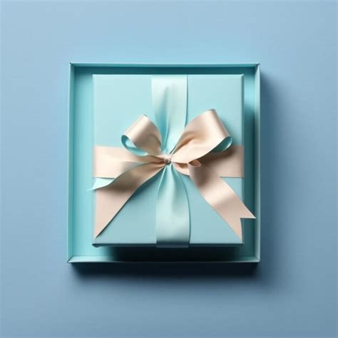 Premium Photo Gift Box With Satin Ribbon And Bow On Blue Background