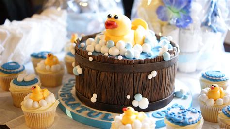 Duck themed Baby Shower Cake and Cupcakes - Bakealous