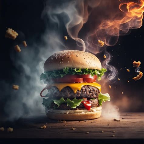 Burger Au Fromage De Boeuf Avec Photographie De Nourriture Fum E