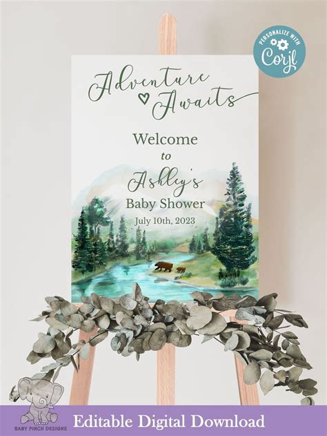 Adventure Baby Shower Sign National Parks Entrance Signage Bear Theme