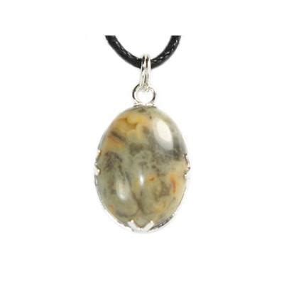 Pendentif Pierre Cabochon En Agate Crazy Lace Et Argent Davelli