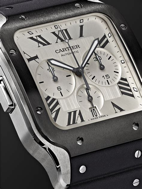 White Santos de Cartier Automatic Chronograph 43.3mm Interchangeable ADLC-Coated Stainless Steel ...