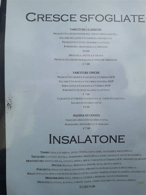 Menu Da Il Cortegiano Ristorante Urbino