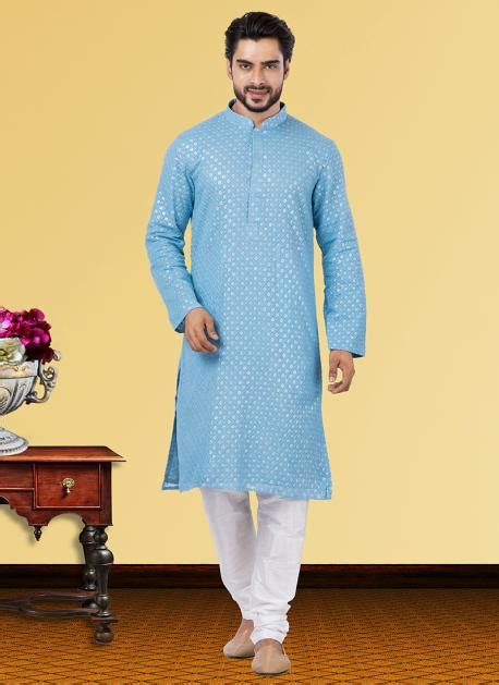 Buy Sky Blue Georgette Festival Wear Mirror Work Kurta Pajama Online