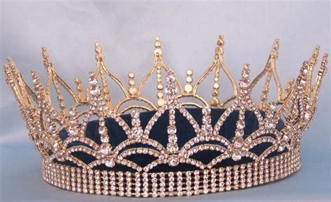 The Regency Full Rhinestone Unisex Queen King Gold Crown Crowndesigners