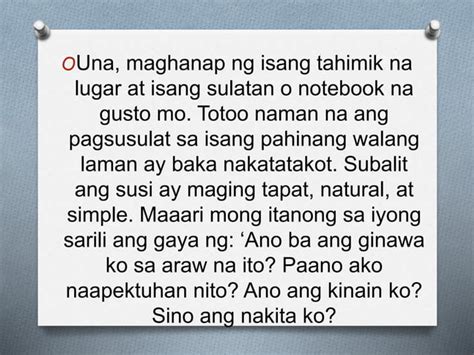 Malikhaing Di Piksyon Na Pagsulat Ng Talaarawan Ppt