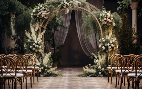 Premium Photo | Wedding archway with flowers and lanterns