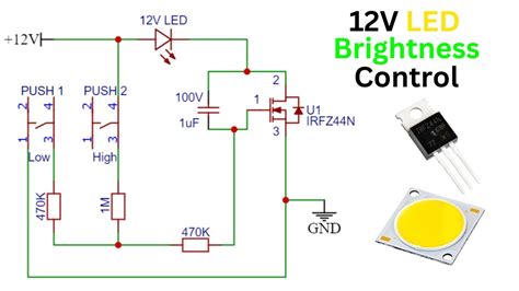 12v Led Brightness Control Circuit Using Irfz44 Youtube