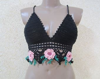 White Crochet Bikini Topcrochet Festival Top Etsy