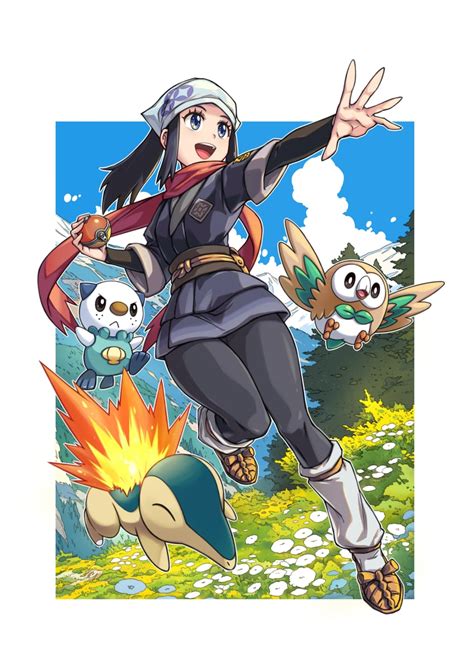 Akari Rowlet Oshawott And Cyndaquil Pokemon And 1 More Drawn By