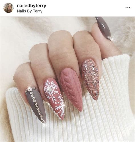 Pink Sweater Nails Nail Designs Pretty Nails Xmas Nails