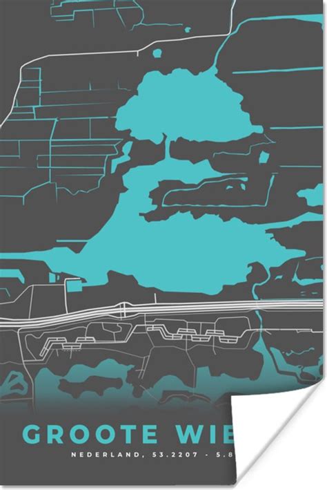 Poster Stadskaart Plattegrond Kaart Nederland Groote Wielen