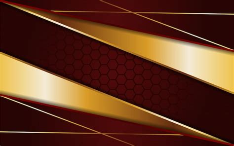 Premium Vector Abstract Dark Red Hexagon Background With Gold Line