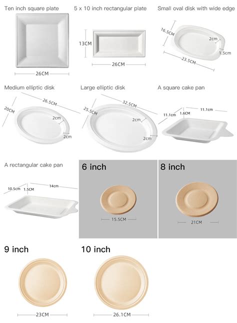 Biodegradable Compostable 8 9 10 Inch Dinner Tableware Set Party Sugar