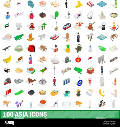 100 Asia Icons Set Isometric 3d Style Stock Vector Image And Art Alamy