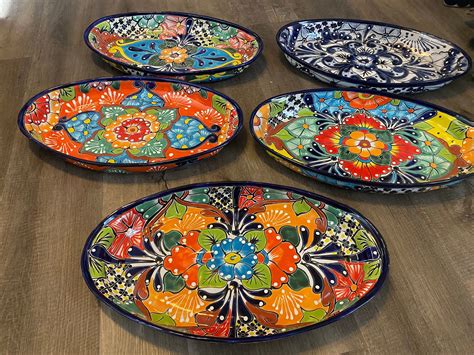 Large Oval Mexican Pottery 17 5 X 10 Serving Platter Etsy Mexican