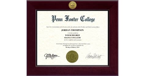 Century Gold Engraved Diploma Frame In Cordova Penn Foster College