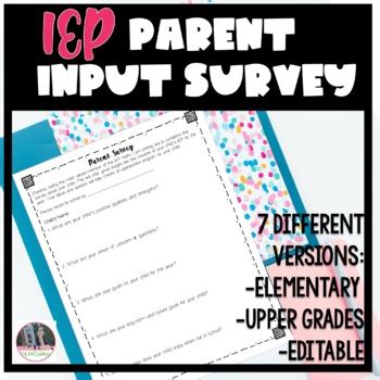 Parent Input Form Special Education Survey Questionnaire For IEP Team