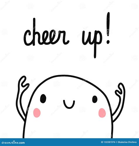 Cheer Up Cute Marshmallow Illustration Minimalism for Prints Posters ...