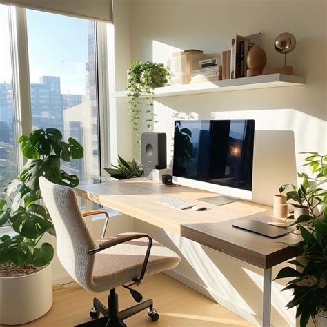 Premium AI Image | Modern Home Office with Abundant Natural Light