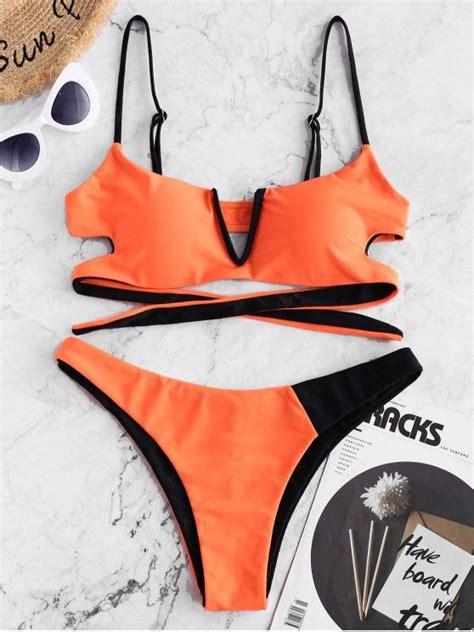 [72 Off] 2020 Zaful V Wired Two Tone Reversible Bikini Swimsuit In