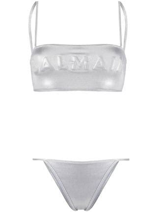 Balmain Logo Print Bikini Set Farfetch