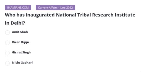 Who Has Inaugurated National Tribal Research Institute In Delhi Examians