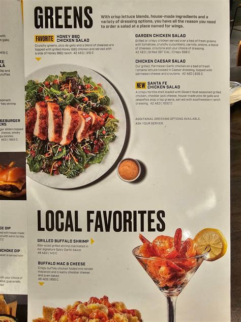 Menu At Buffalo Wild Wings Mall Of The Emirates Restaurant Dubai