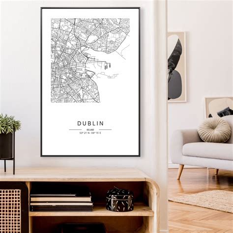 Quadro Decorativo Mapa Minimalista Dublin Me Moldura Quadros