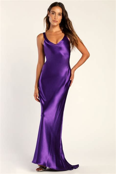 Pretty Purple Maxi Dress Satin Maxi Dress Strappy Maxi Dress Lulus