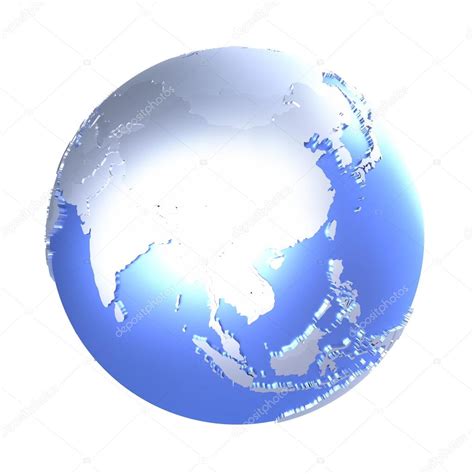 Southeast Asia On Bright Metallic Earth Stock Photo Tom Griger