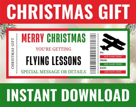 Christmas Flying Lessons Voucher Christmas Pilot Training Gift Ticket ...